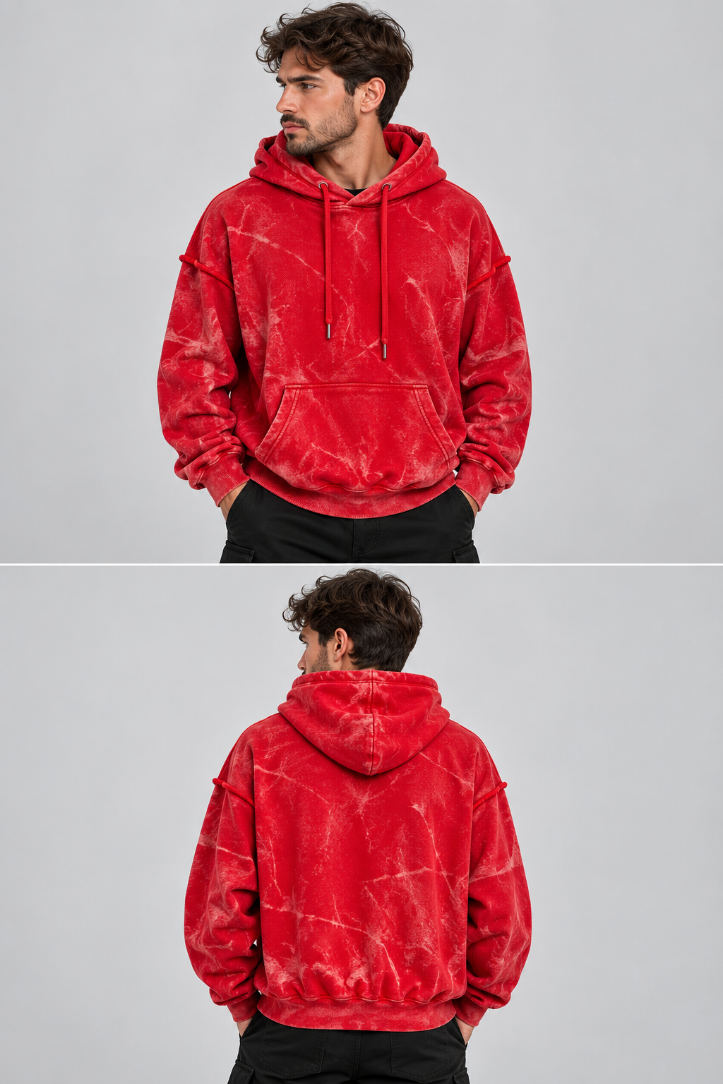 Felpa ACID WASH – Rosso